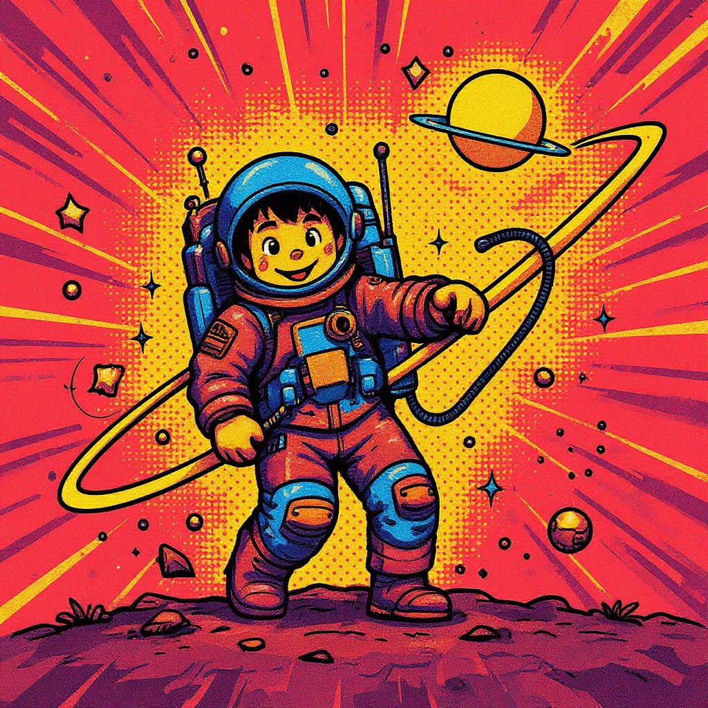 Astronaut Floating in Comic style