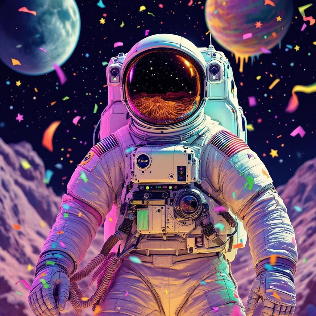 Astronaut Floating in Wild style