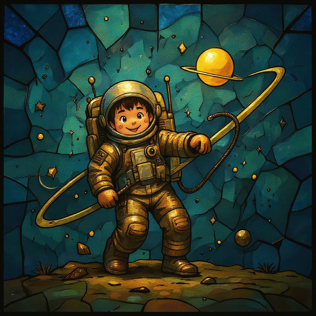 Astronaut Floating in Mosaic style