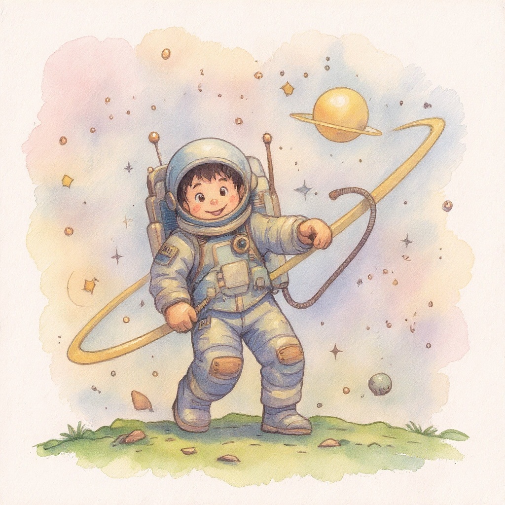 Astronaut Floating in Watercolor style