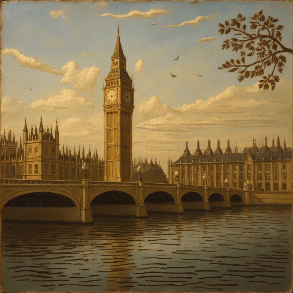Big Ben at Twilight in Classical style