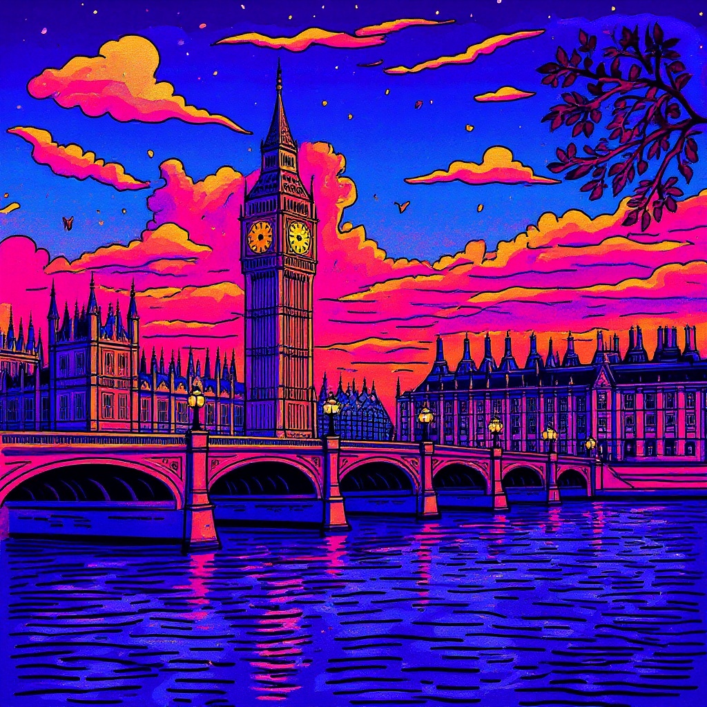 Big Ben at Twilight in Wild style