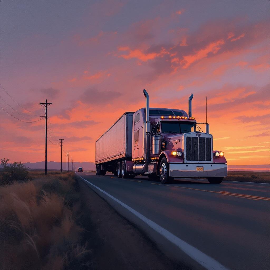 Big Rig at Dusk in Classical style