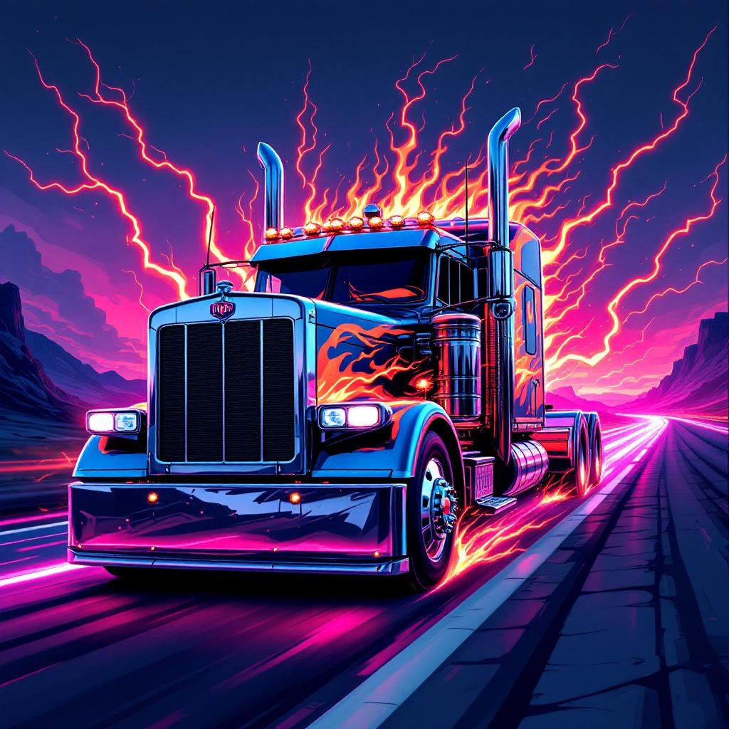 Big Rig at Dusk in Wild style