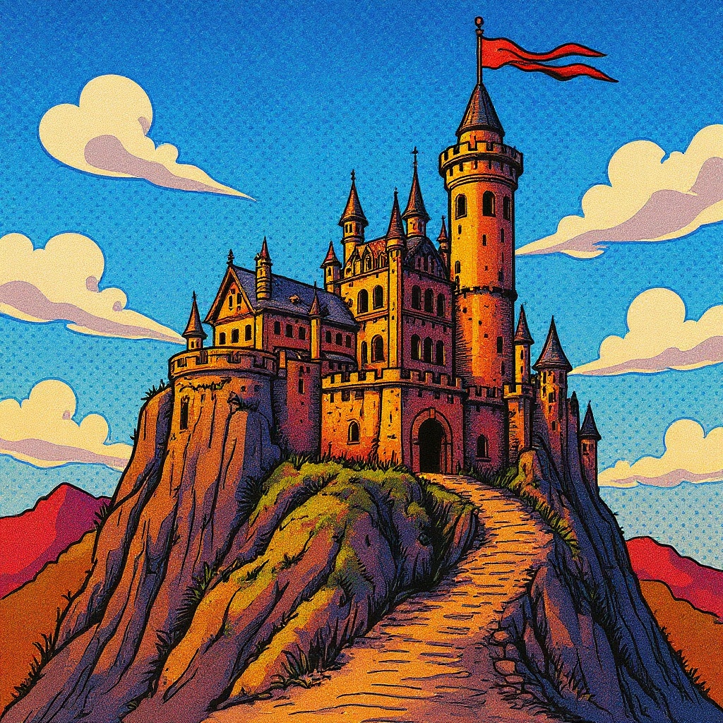 Castle on the Cliff in Comic style
