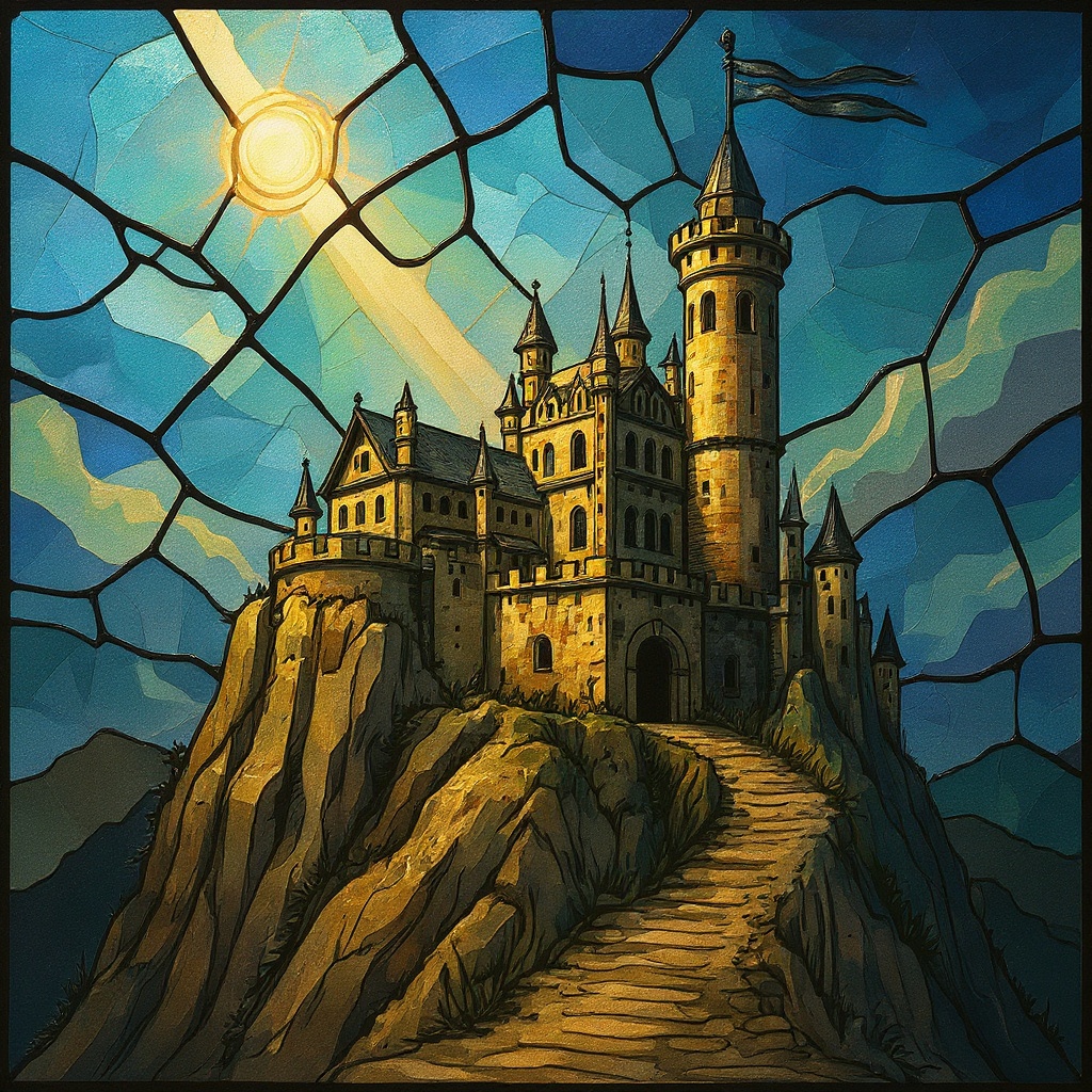 Castle on the Cliff in Mosaic style