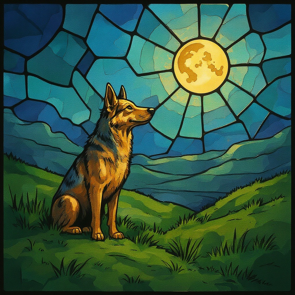 Shepherd & The Day Moon in Mosaic style