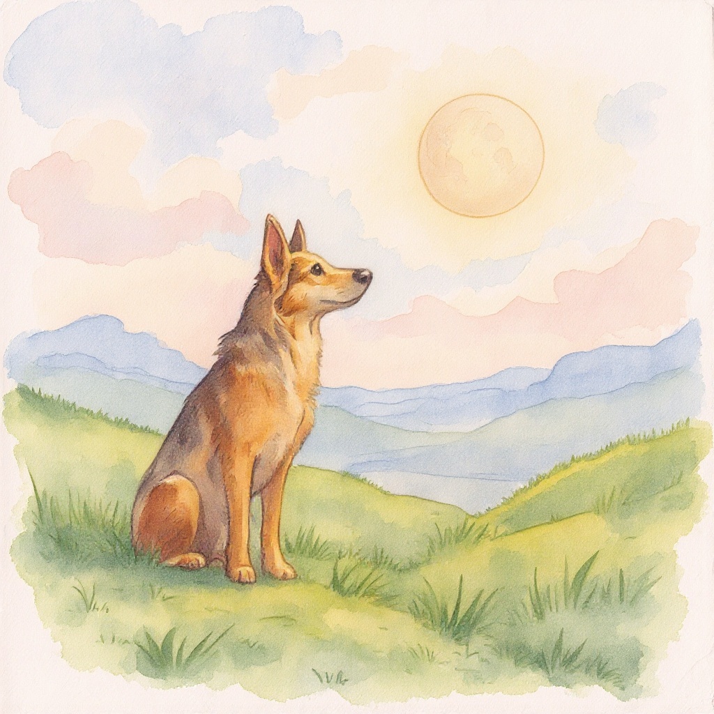 Shepherd & The Day Moon in Watercolor style