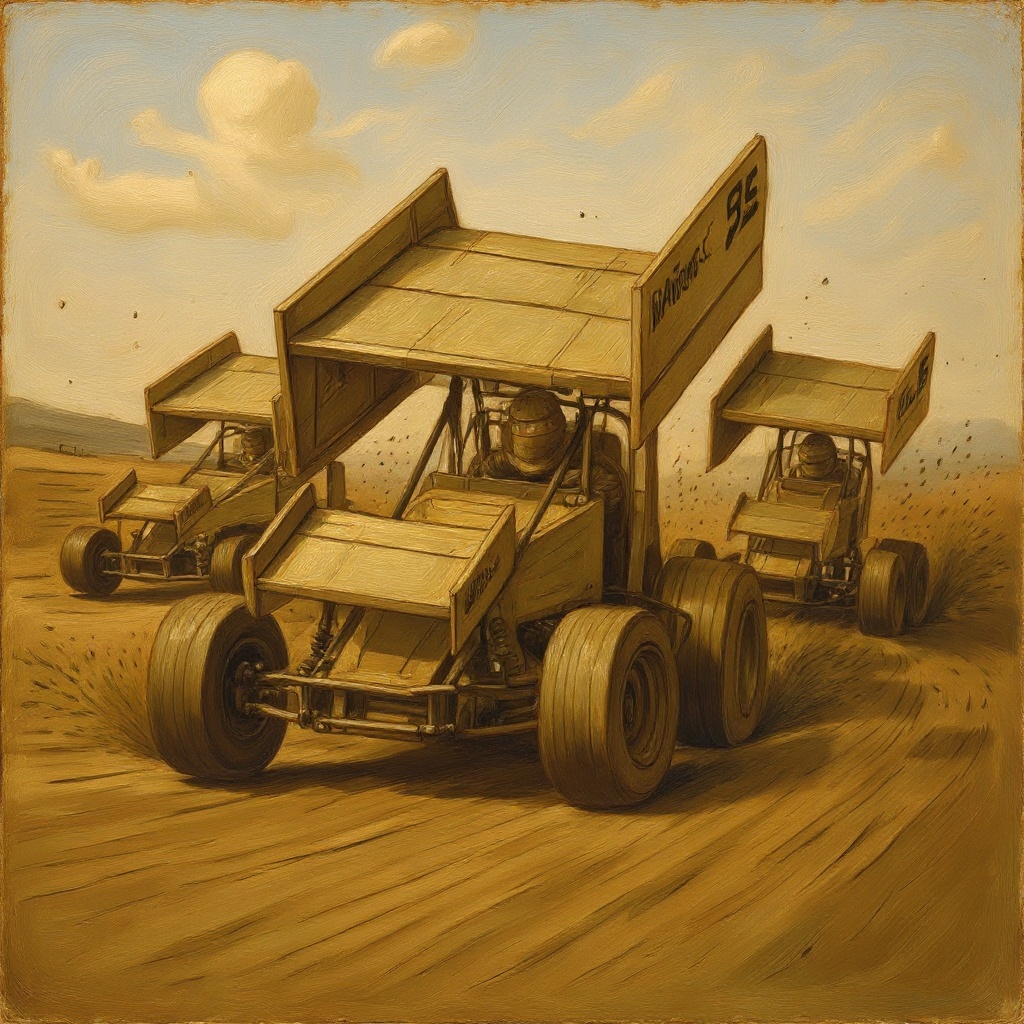 Three Wide on the Dirt in Classical style