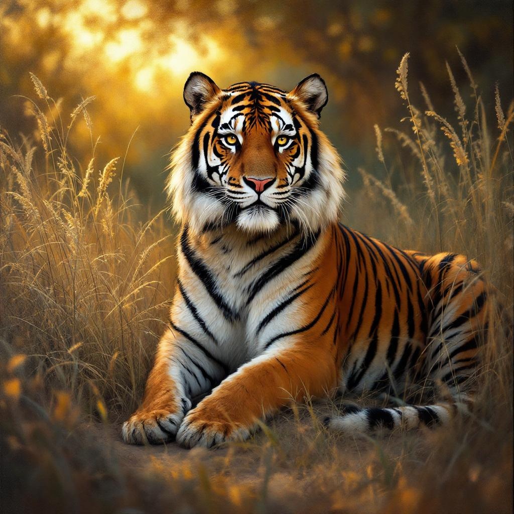 Tiger in the Grass in Classical style