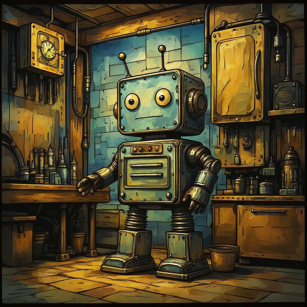 Robot in the Garage in Mosaic style