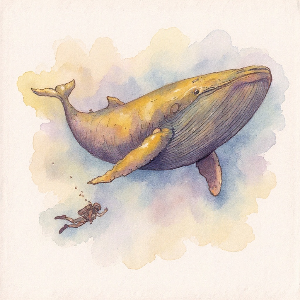 Whale Below in Watercolor style