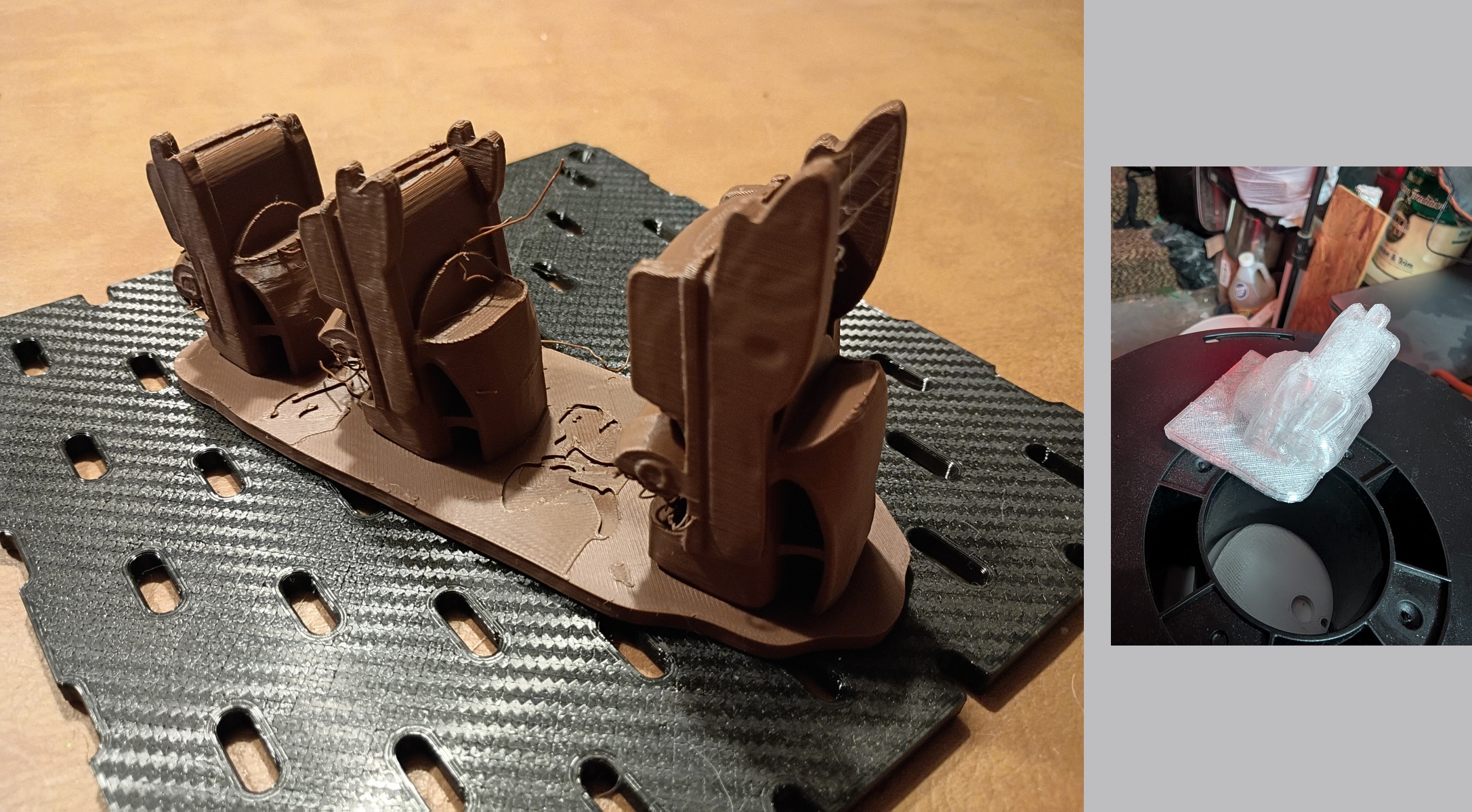 Real PETG prints before primer — 3-car and endcap